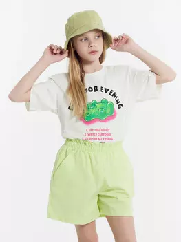 Футболка для девочек светло-молочная с печатью