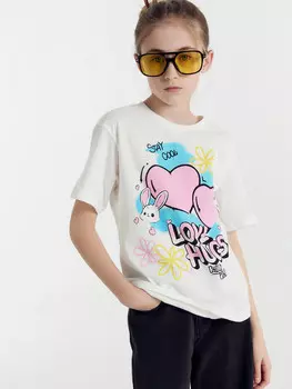 Футболка для девочек в белом цвете с печатью