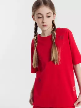 Футболка для девочек в красном цвете с печатью