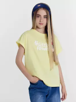 Футболка для девочек желтая с печатью