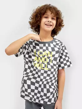 Футболка для мальчика с черно-белым принтом