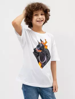 Футболка для мальчика в белом цвете с печатью