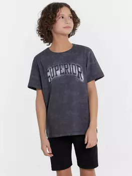 Футболка для мальчиков серая с надписью