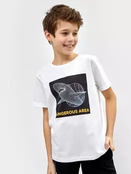 Футболка для мальчиков белая с печатью