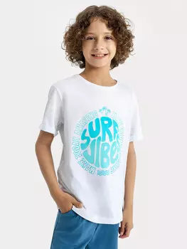 Футболка для мальчиков белая с принтом