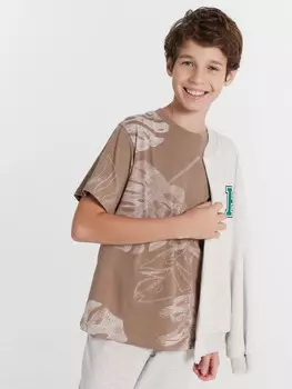 Футболка для мальчиков бежевая с принтом