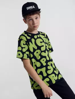 Футболка для мальчиков черная с буквами