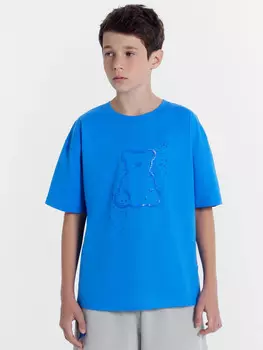 Футболка для мальчиков ярко-голубая с печатью