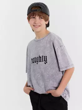 Футболка для мальчиков серая с эффектом acid wash