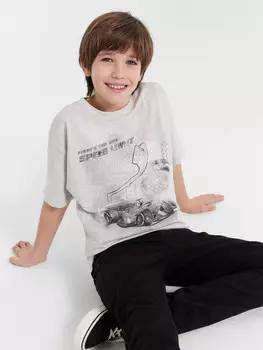 Футболка для мальчиков серая с принтом