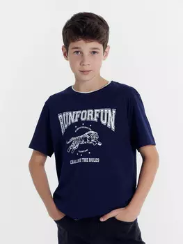 Футболка для мальчиков синяя с печатью