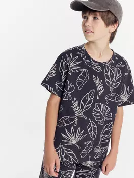Футболка для мальчиков темно-синяя с пальмами