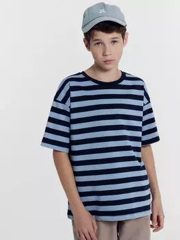 Футболка для мальчиков темно-синяя в полоску