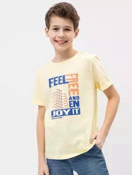 Футболка для мальчиков в желтом цвете с печатью