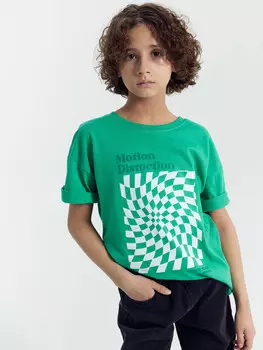 Футболка для мальчиков зеленая с печатью