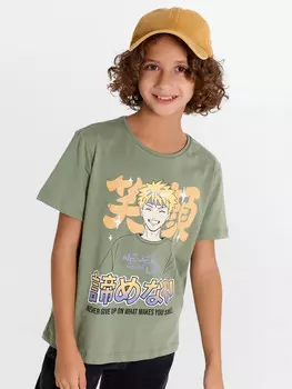 Футболка для мальчиков зеленя с печатью