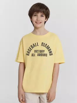 Футболка для мальчиков желтая с надписью