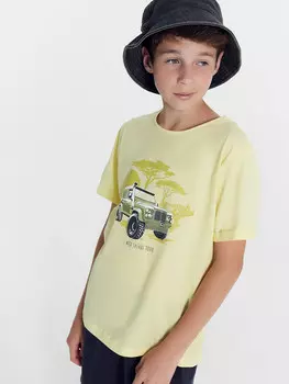 Футболка для мальчиков желтая с печатью