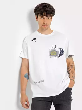 Футболка мужская белая с принтом и надписью
