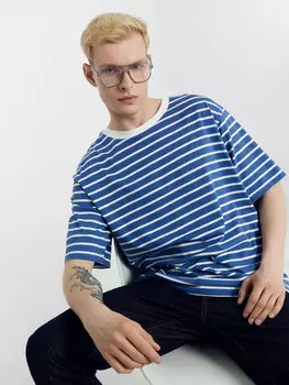 Футболка мужская в сине-белую полоску