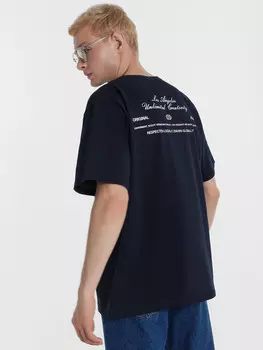 Футболка мужская синяя с надписью