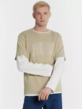 Мужская футболка бежевая с надписью