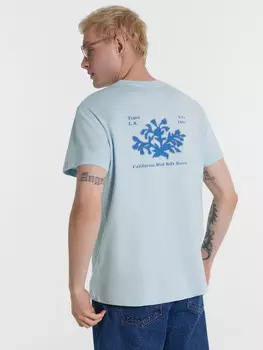 Футболка мужская голубая с надписью