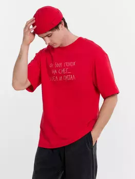 Футболка мужская красная с надписью