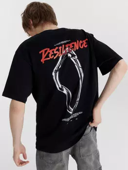 Футболка мужская черная с принтом и надписью