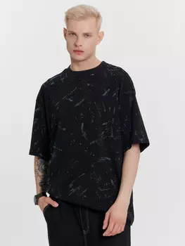 Футболка мужская черная с принтом