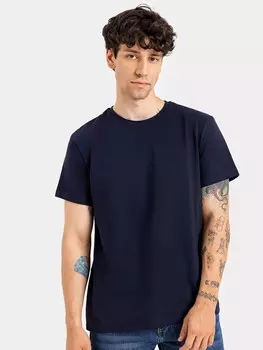 Футболка мужская базовая темно-синяя однотонная