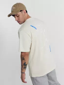 Футболка мужская бежевая с печатью