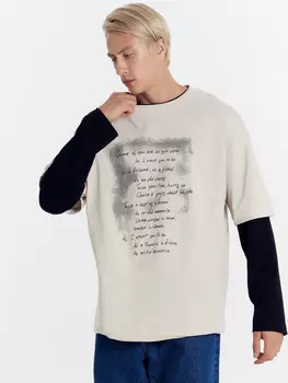 Футболка мужская бежевая с печатью