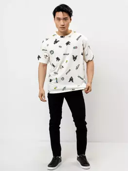 Футболка мужская бежевая с принтом