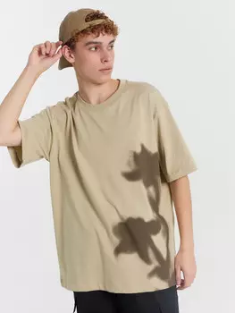 Футболка мужская бежевая с принтом