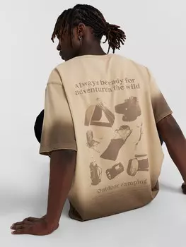 Футболка мужская бежевая с принтом