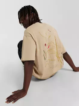 Футболка мужская бежевая с принтом надписью