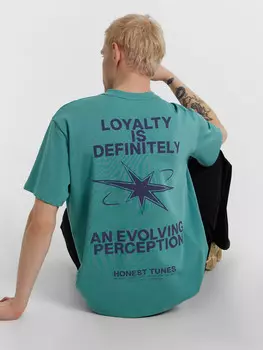 Футболка мужская бирюзовая с надписью