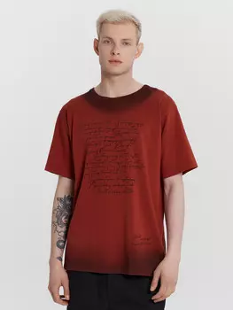 Футболка мужская бордовая с принтом