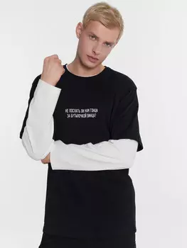 Футболка мужская черная с надписью