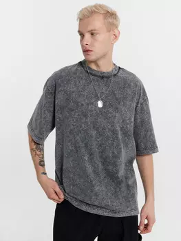 Футболка мужская черная с обработкой эйсид