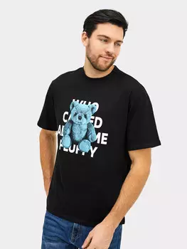 Футболка мужская черная с печатью