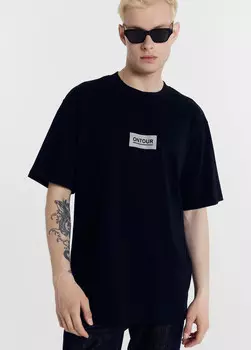 Футболка мужская черная с печатью