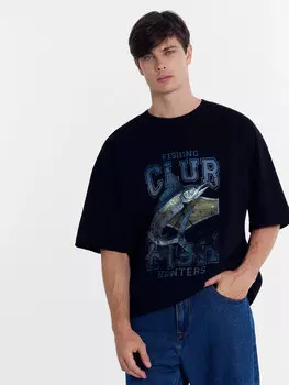 Футболка мужская черная с печатью