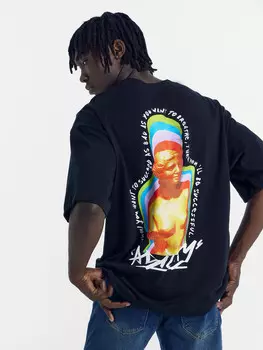 Футболка мужская черная с печатью