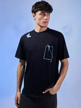 Футболка мужская черная с принтом