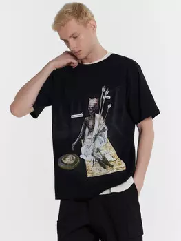 Футболка мужская черная с принтом и надписью