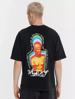 Футболка мужская черная с принтом и надписью