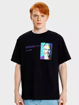 Футболка мужская черная с принтом-портретом