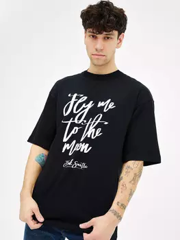 Футболка мужская черная с принтом в виде надписи